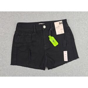 So Jean Shorts Womens Size 7 Junior Denim High Rise Shortie Distressed Black NWT
